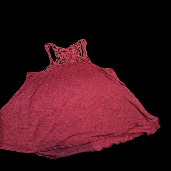 Aeropostale Burgundy Crochet Trim Tank Top – Size Large – Boho Sleeveless - Picture 3 of 4